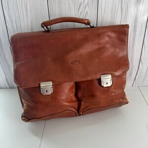 Vintage Peruzzi Leather Messenger Italy Top Handle Bag Brown Distressed READ